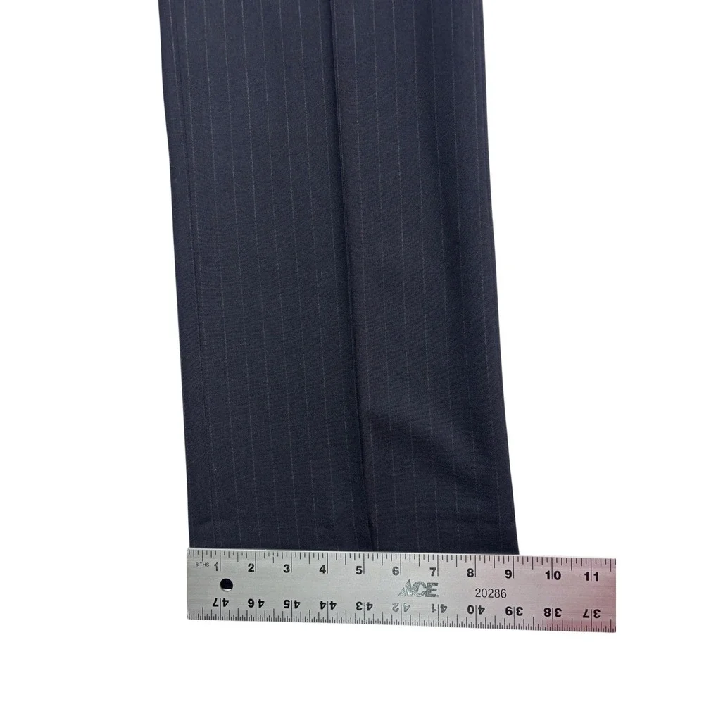 vtg 90s Evan Picone 40R 41R 34x32 Navy Blue Stripe 2pc Pant Suit Bootcut USA